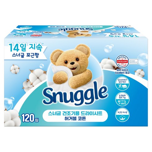 스너글 건조기용 드라이시트 허거블코튼 본품, 120개입, 1개