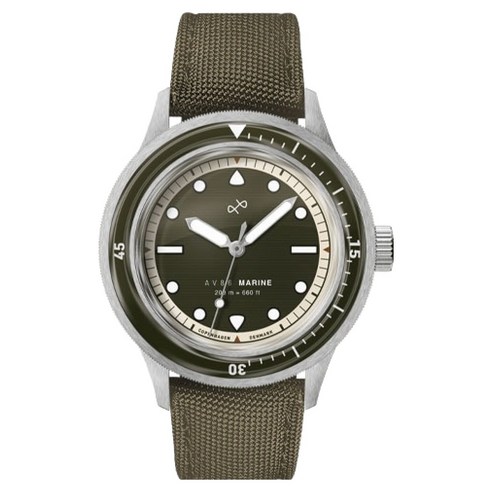 어바웃빈티지 AV86 남성용 스코브안데르센 1956 200m 마린다이버 스윕쿼츠 캔버스 시계