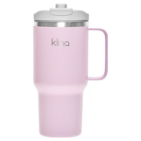 클리나 뉴원더 보온 보냉 빨대 손잡이 차량용 대용량 텀블러, 퍼플, 900ml, 1개