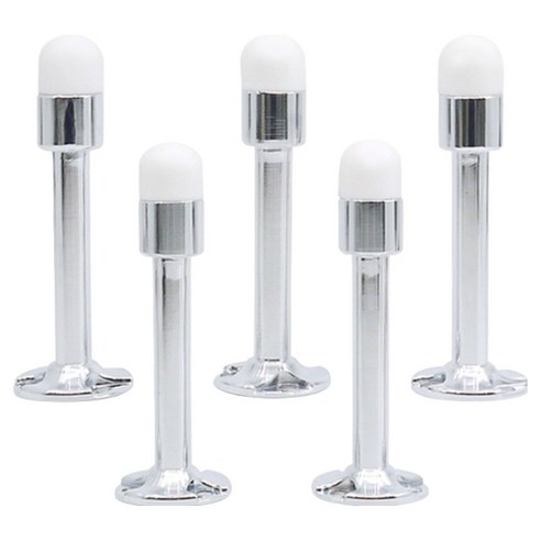 일자형 완충장치 도어 스토퍼 90mm, 화이트 + 크롬, 5개