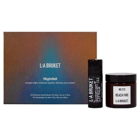 라부르켓 나이트 폴 립밤 14g + 미니 캔들 50g 기프트 세트, 1세트, 오렌지블라썸(립밤), 비치파이어(캔들)
