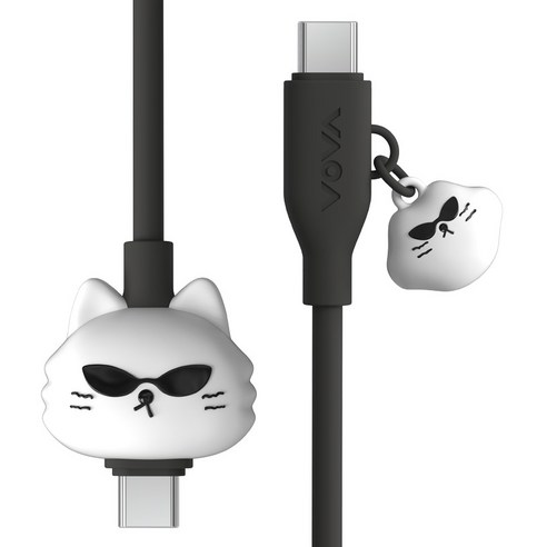 보바 어프어프 C타입-C타입 60W 초고속 케이블, 1개, 치치 블랙, 1.2m