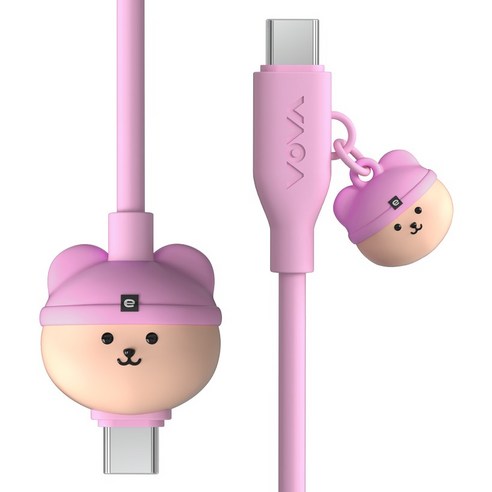 보바 어프어프 C타입-C타입 60W 초고속 케이블, 1개, 코비 핑크, 1.2m