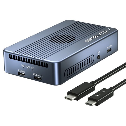 아카시스 40Gbps Thunderbolt 4/3 M.2 NVMe 2 Bay RAID SSD Enclosure, TBU-405ProMAX, 1개