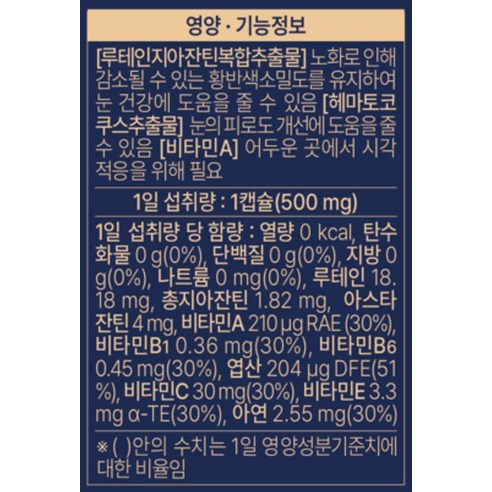 뉴트리원 루테인 지아잔틴 164 에이엑스 후기 분석 - 박스 측면 정보 확인