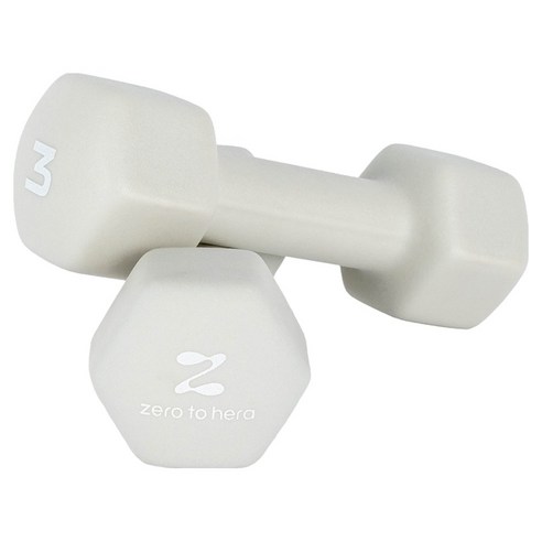 제로투헤라 네오프렌 논슬립 아령 코튼 그레이, 2개, 3kg