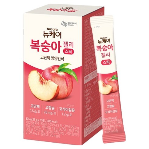 뉴케어 정품 복숭아 젤리 스틱 15p 375g, 1개 솔직 후기 | 실사용자 리뷰 분석 - 상품 이미지 1