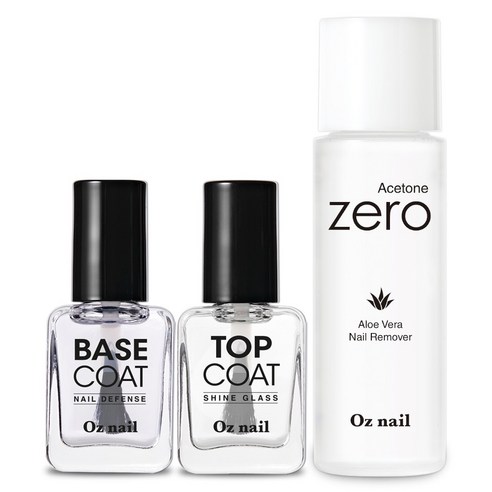 오즈네일 퍼펙트 매니큐어 네일기초 3종세트, 1세트, 알로에 리무버 100ml + 베이스 코트 8ml + 탑 코트 8ml