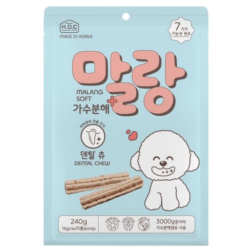 말랑 강아지 소프트 가수분해 덴탈츄 개껌, 1개, 240g, 소