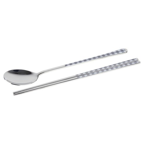 보겐 체크 세라믹 숟가락 젓가락, 1개, 숟가락 + 젓가락, 그레이