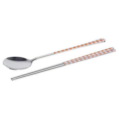 보겐 체크 세라믹 숟가락 젓가락, 1개, 숟가락 + 젓가락, 오렌지