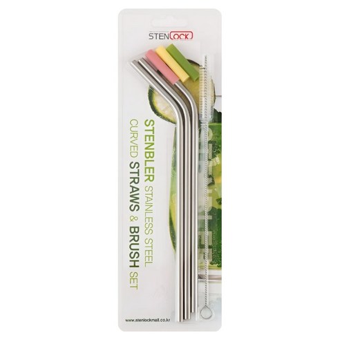 스텐락 스텐 빨대 커브형 3p 세척솔, 1개
