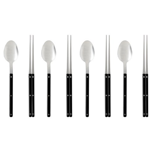 샤블랑 스텐304 한식 수저 세트, 4세트, 숟가락 + 젓가락, 블랙, 블랙, 블랙, 블랙