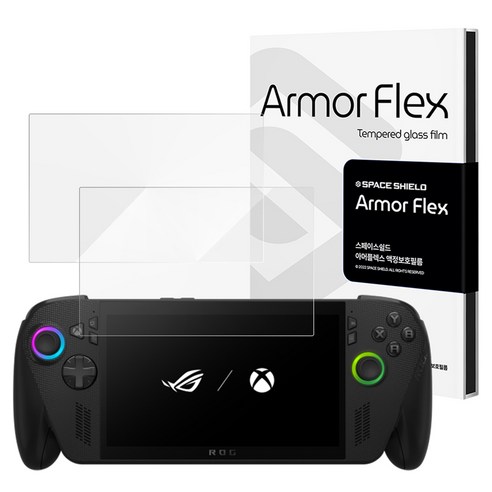 스페이스쉴드 에이수스 ROG XBOX Ally X 호환 아머 플렉스 프로텍시온 9H 풀커버 강화유리필름 2p 세트, 투명, 1세트