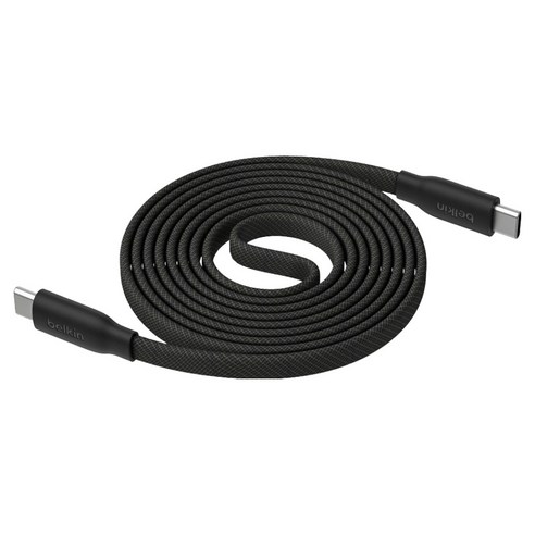 벨킨 USB C타입-C타입 부스트 차지 프로 브레이디드 마그네틱 플랫 케이블 240W, 블랙(CAB027qc1MBK), 1개, 1m