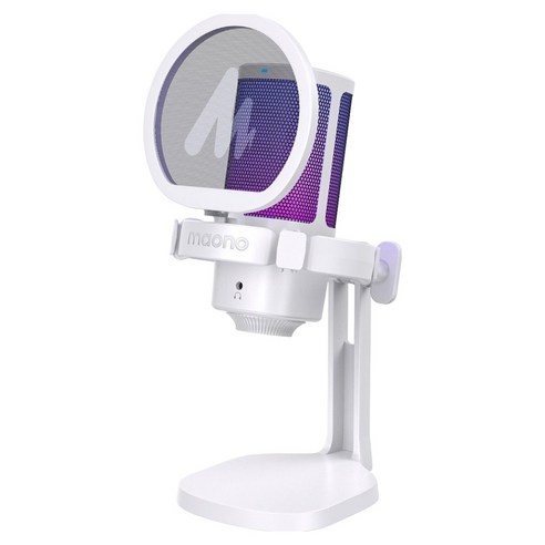 마오노 게이밍 방송용 녹음용 스탠드 USB 콘덴서 마이크, White, DGM20G