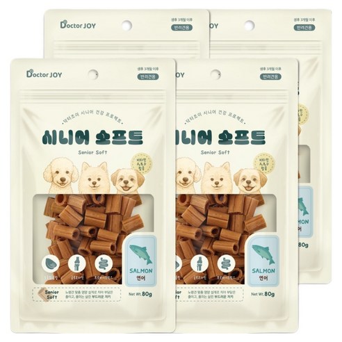 닥터조이 강아지 시니어 소프트 간식, 연어, 80g, 4개