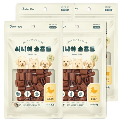 닥터조이 강아지 시니어 소프트 간식, 오리고기, 80g, 4개
