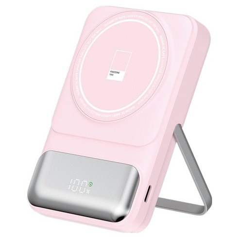 이어맥 빌트인 케이블 마그네틱 보조배터리 10000mAh 멀티단자, PTPB-11, 핑크