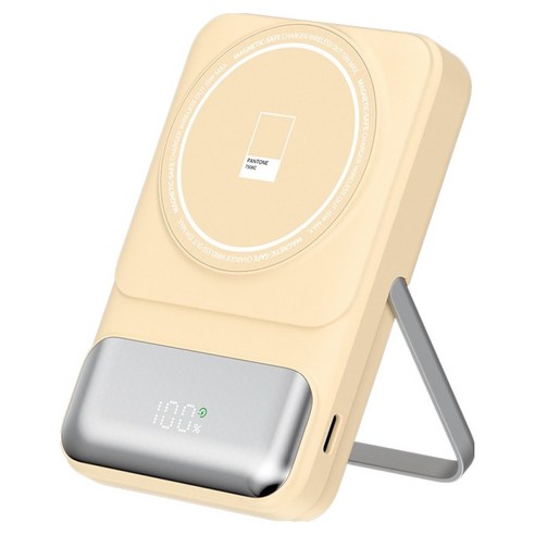 이어맥 빌트인 케이블 마그네틱 보조배터리 10000mAh 멀티단자, PTPB-11, 옐로우