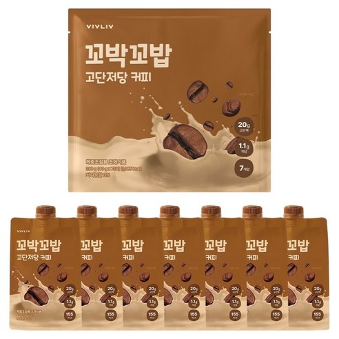 꼬박꼬밥 고단저당 단백질 쉐이크 커피맛 7p, 1개, 280g
