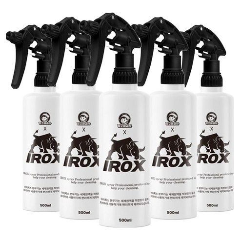 청소해결사 아이록스 내화학성 2중 분사 분무기 500ml, 블랙, 5개