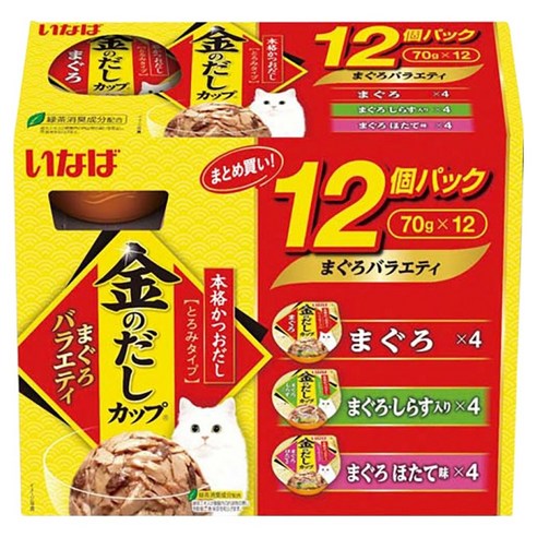 이나바 고양이 금빛육수컵 버라이어티 간식캔 70g x 3종 x 4p 세트, IMC-502 가다랑어 버라이어티, 1세트