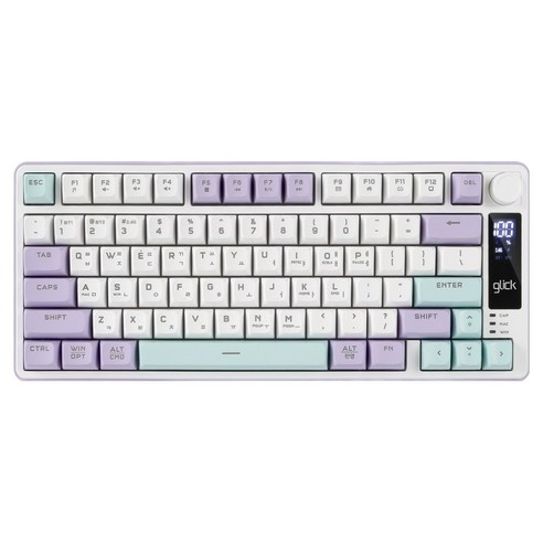 지클릭커 사일런스 M 78키 풀윤활 방수 무소음 블루투스 게이밍 무선 텐키리스 키보드, Mint met Purple, WK50, 제조사축