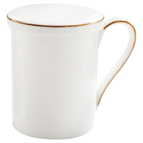 본차이나 블랑골드 1인 뚜껑 머그 세트 360ml, 화이트, 1세트
