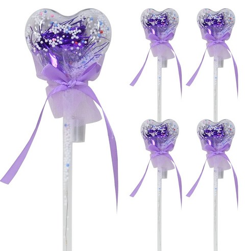 파티클럽 LED 하트봉 꽃다발, 퍼플, 5개