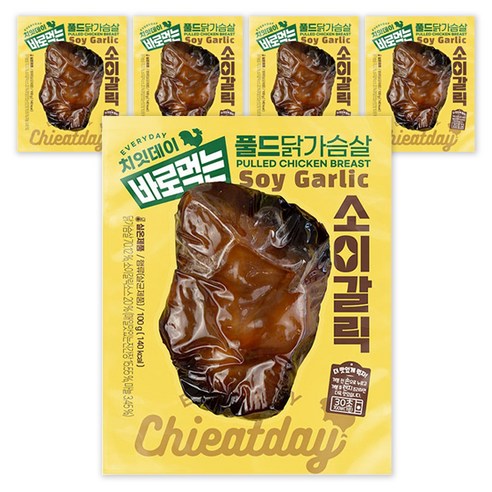 치잇데이 바로먹는 풀드 실온 닭가슴살 소이갈릭맛, 100g, 5개
