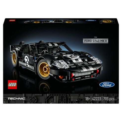 레고 테크닉 1966 포드 GT40 MKII 레이스카 42223, 혼합색상, 1개
