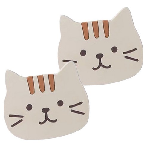 스토리빙 고양이 티코스터 컵받침, 치즈, 2개