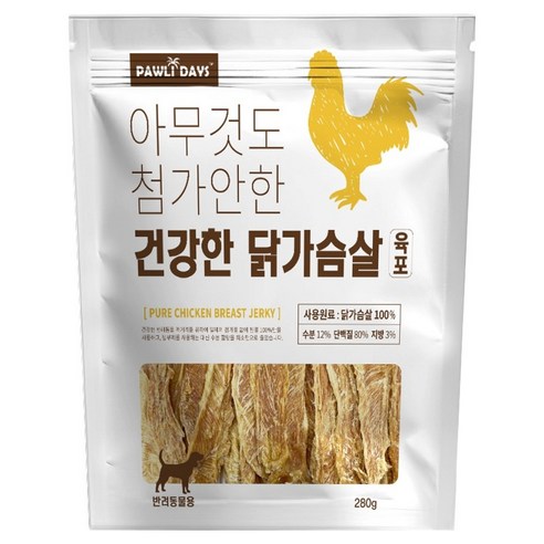 폴리데이 강아지 아무것도 첨가안한 건강한 육포, 280g, 1개, 닭가슴살