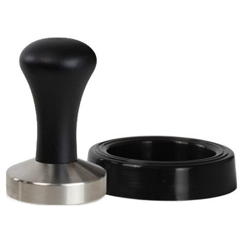 카페리아 블랙 비치우드 스텐 커피 탬퍼 53mm + 탬퍼 홀더 세트, 블랙 + 실버(탬퍼), 1세트