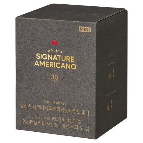 할리스 시그니처 아메리카노 마일드 미니 스틱커피, 0.9g, 30개입, 1개