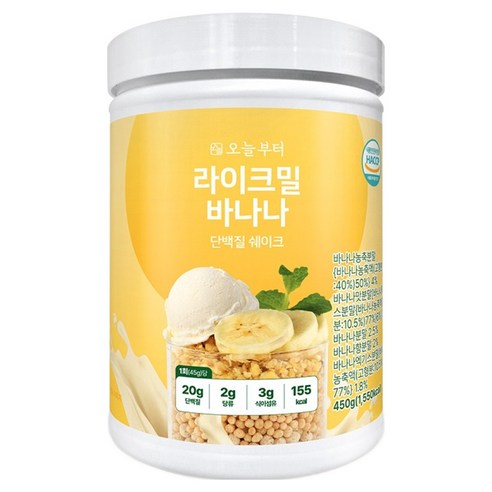 오늘부터 라이크밀 단백질 쉐이크 바나나맛, 1개, 450g