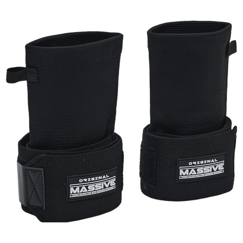 매시브 하이퍼 폴리 팔꿈치 롱스트랩 헬스보호대 좌우세트, 블랙, 1세트