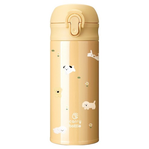 캐리보틀 이지보틀 보온보냉 텀블러, 옐로우 강아지, 1개, 350ml