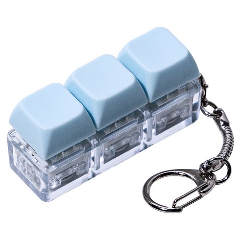 구스페리 LED 파스텔 키보드 키캡 키링 3구, 라이트블루, 1개
