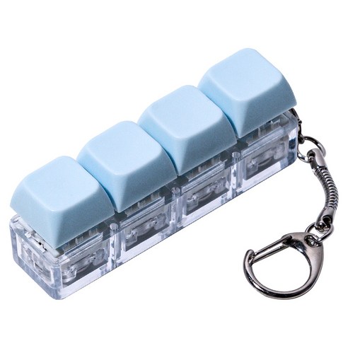 구스페리 LED 파스텔 키보드 키캡 키링 4구, 라이트블루, 1개