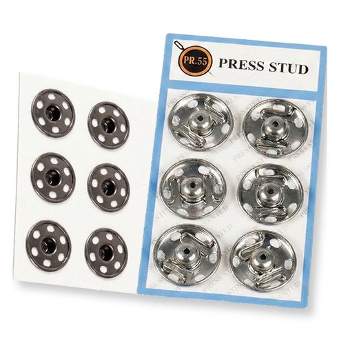 앙플러스 똑딱이 단추 빅사이즈 21mm x 6p, 실버니켈, 1개