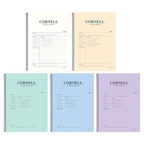 핑크풋 핵심 코넬 원링 줄 유선노트 5종 세트, white, beige, mint, blue, purple, 1세트