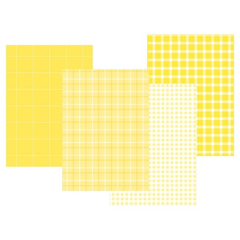아이씨엘디자인 플레인 체크 6공 다이어리 리필 속지 레몬, 4세트