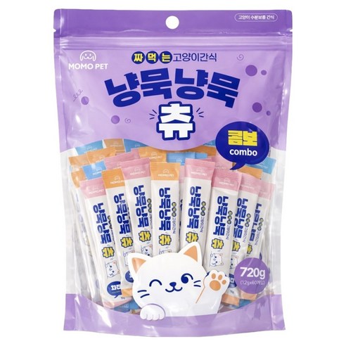 MOMOPET 냥묵냥묵 고양이 대용량 짜먹는 간식 60p, 1개, 720g, 콤보(치킨/참치/연어)