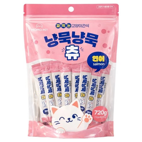 MOMOPET 냥묵냥묵 고양이 대용량 짜먹는 간식 60p, 1개, 720g, 연어