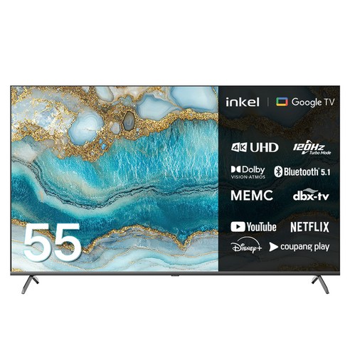 인켈 4K UHD 구글 5.0 DLG 120Hz 스마트 TV, SD550CH, 고객직접설치, 스탠드형, 139cm(55인치)