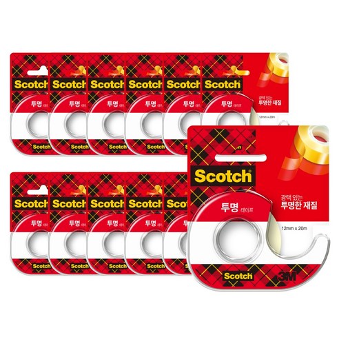 스카치 쓰리엠 투명 테이프 디스펜서 12mm x 20m 522, 12개