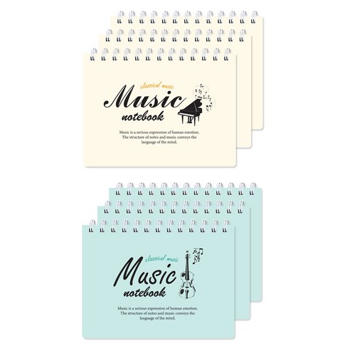 미소로 2500 음악 레슨 노트 2494 2종 x 3p 세트, 옐로우, 민트, 1세트