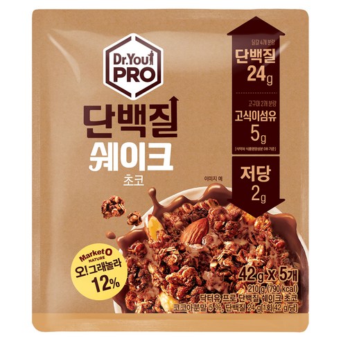 닥터유 오리온 닥터유프로 단백질쉐이크 초코 5p, 210g, 1개